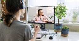 Parent and preschool teacher on a virtual conference